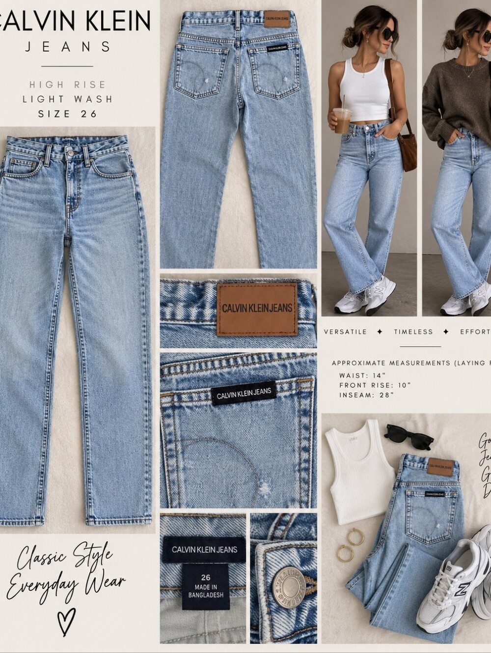 ✨ CALVIN KLEIN JEANS HIGH-RISE LIGHT WASH DENIM – SIZE 26 ✨
